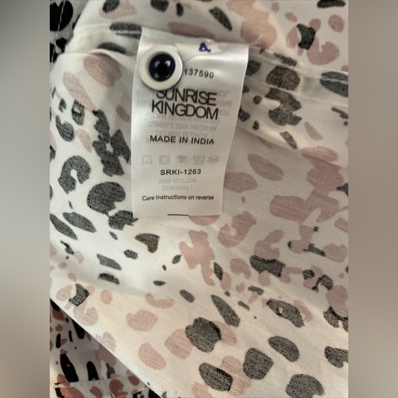 Sunrise Kingdom Animal Print White Pink Shirt Button Down Shortsleeve Mens SizeM - Picture 15 of 15